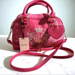 Juicy Couture Bowler Bag in Fuchsia with Gold Accents